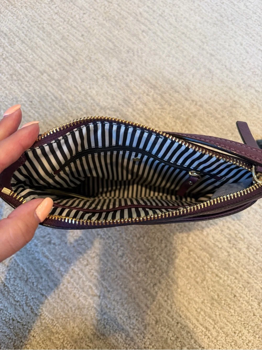 kate spade Plum Saffiano Crossbody with Gold Hardware